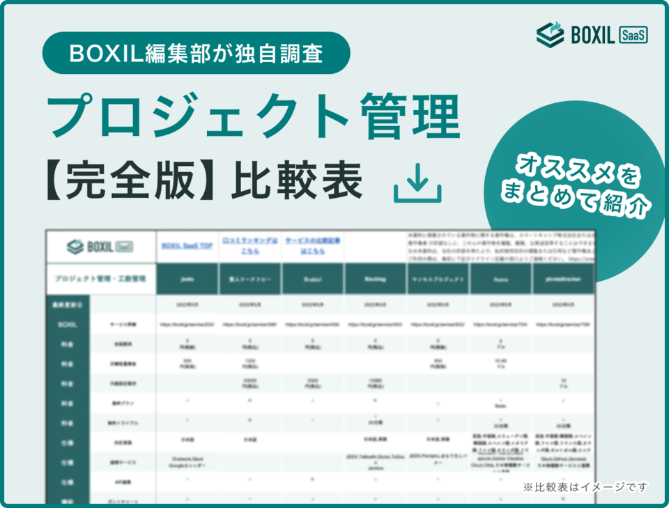 プロジェクト管理ツールの比較表
