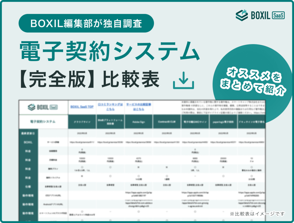 電子契約システムの比較表